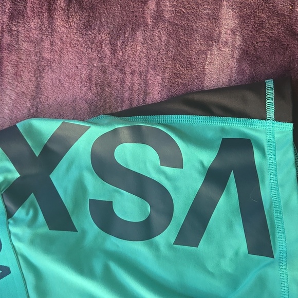 VSX Turquoise and Black Workout Shorts - Picture 2 of 4